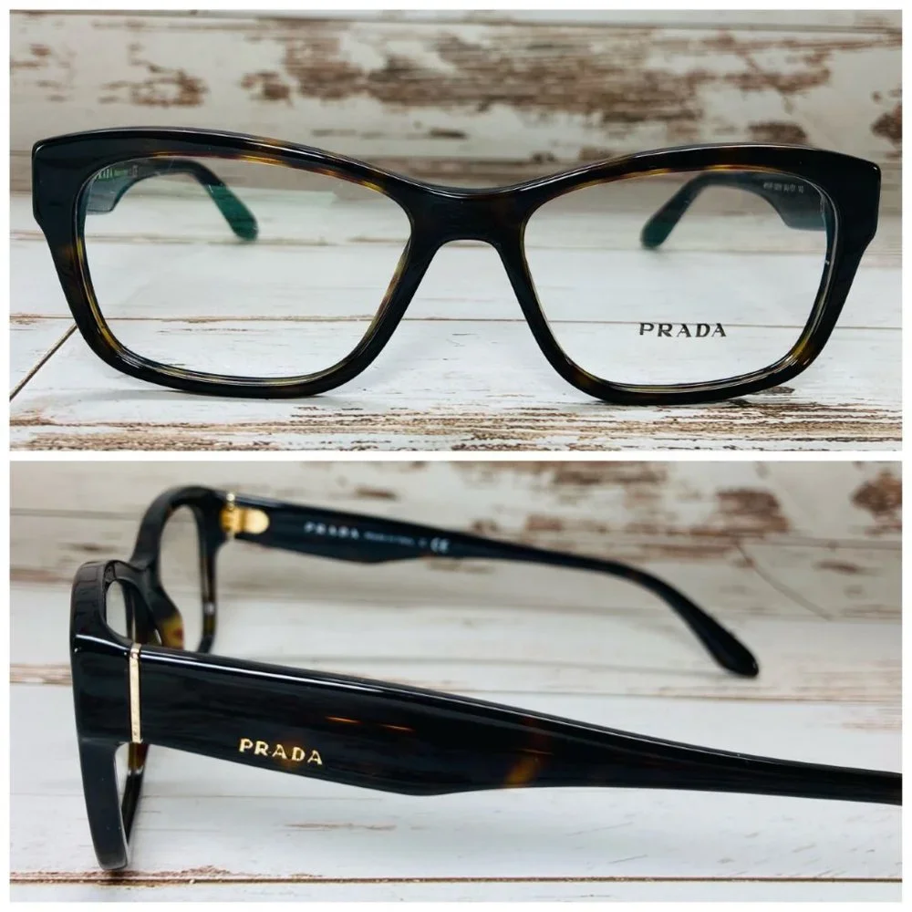 Prada Square Brown Havana Gold Eyeglasses Glasses Frames NWOT - Picture 1 of 12